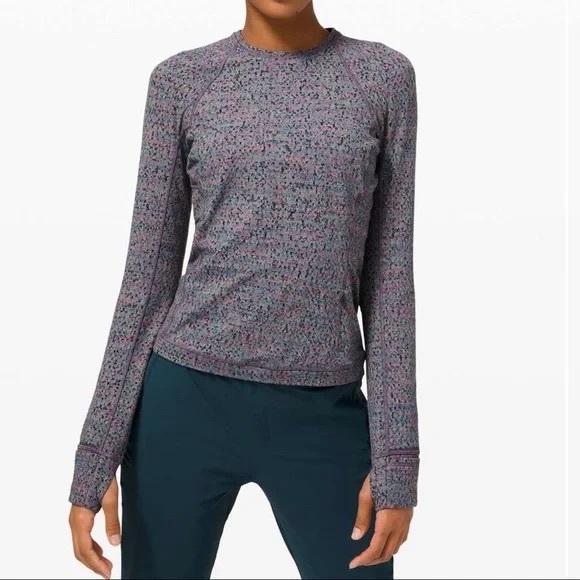 Lululemon (2020) Runderful Long Sleeve in Neon Tweed Jacquard Coral - 6